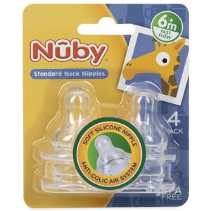 Nuby Standard Neck Fast Flow Nipples - 4 Pack