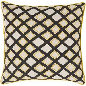 "Pamplico 22"" Square Modern Cotton Cream/Black/Mustard Throw Pillow - Hauteloom"