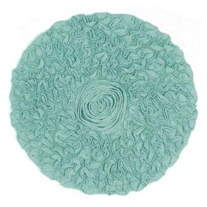 "Bell Flower Round Bath Rug Collection by Home Weavers Inc in Turquoise (Size 30"" ROUND)"