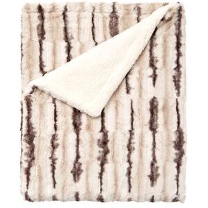 Faux Fur Animal Print Blanket by BrylaneHome in Chinchilla Print (Size FL/QUE)