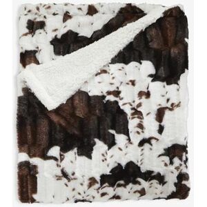 Faux Fur Animal Print Blanket by BrylaneHome in Cow Print (Size FL/QUE)