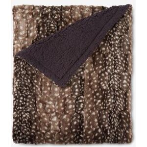 Faux Fur Animal Print Blanket by BrylaneHome in Deer Print (Size FL/QUE)