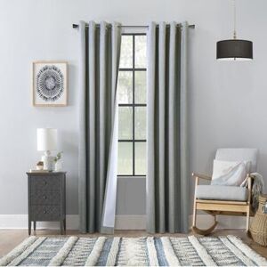 "Wide Width Thermaplus Bedford Indoor Grommet Curtain Panel Pair by Commonwealth Home Fashions in Grey (Size 52"" W 95"" L)"