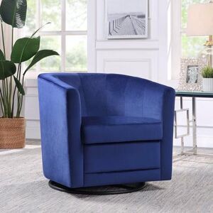 Kappa Velvet Upholstered Swivel Accent Chair, Blue by 4D Concepts in Blue Velvet