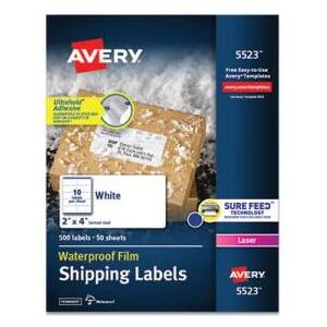 Avery White WeatherProof Shipping Labels, 2 x 4, 500 Labels, AVE5523 by CleanltSupply.com"""