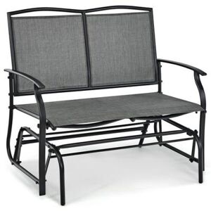 Costway Iron Patio Rocking Chair for Outdoor Backyard and Lawn-Gray