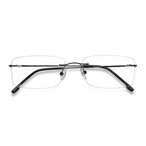 Unisex s rectangle Black Metal Prescription eyeglasses - Eyebuydirect s Woodrow