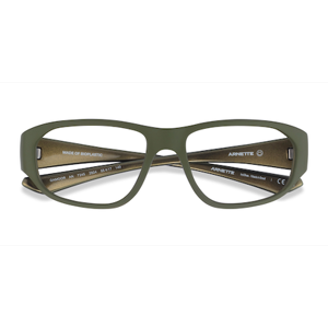 Arnette Unisex s rectangle Matte Green Plastic Prescription eyeglasses - Eyebuydirect s ARNETTE Gamoor