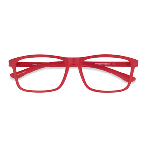 Unisex s rectangle Matte Red Plastic Prescription eyeglasses - Eyebuydirect s Team