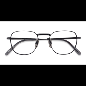 Unisex s square Shiny Black Titanium Prescription eyeglasses - Eyebuydirect s Ray-Ban RB8258V Frank