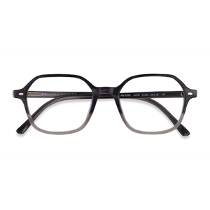 Unisex s square Striped Gray Tortoise Acetate Prescription eyeglasses - Eyebuydirect s Ray-Ban RB5394 John