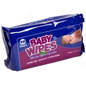 "AmerCareRoyal RPBWUR-80 Baby Wipes w/ Aloe & Lotion - 7"" x 8"", Unscented, Alcohol Free"