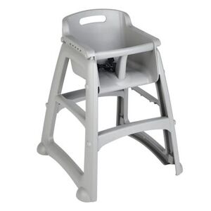 "Rubbermaid FG781408PLAT 29 3/4"" Stackable Plastic High Chair w/ Waist Strap, Platinum, Gray"