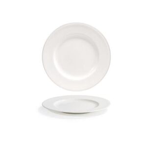 "Front of the House DAP086BEP22 6 1/4"" Round Catalyst Plate - Porcelain, White"