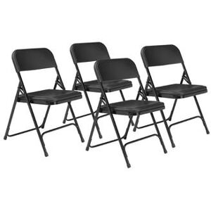 National Public Seating 810 Folding Chair w/ Burgundy Plastic Back & Seat - Steel Frame, Black