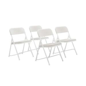 National Public Seating 821 Folding Chair w/ White Plastic Back & Seat - Steel Frame, White