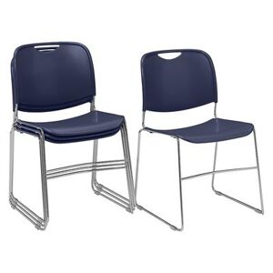 National Public Seating 8505 Stacking Chair w/ Navy Blue Plastic Back & Seat - Chrome Plated Frame