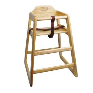 "Winco CHH-101 29 3/4"" Stackable Wood High Chair w/ Waist Strap, Natural, Beige"