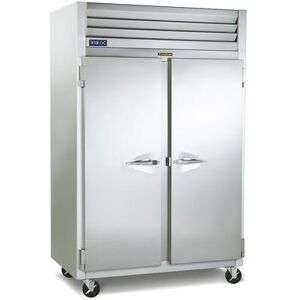 "Traulsen G20014P 52 1/10"" 2 Section Pass Thru Refrigerator, (4) Left/Right Solid Doors, 115v, Silver"