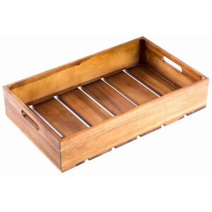 "Tablecraft CRATE114 Rectangular Serving/Display Crate - 20 3/4"" x 12 3/4"" x 4 1/4"", Wood, Acacia, Brown"