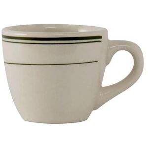 Tuxton TGB-035 3 1/2 oz Green Bay Espresso Cup - Ceramic, American White/Eggshell w/ Green Band