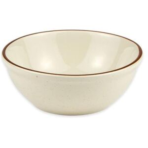 Libbey DSD-18 16 oz Round Desert Sand Oatmeal Bowl - Ceramic, Cream White w/ (1) Brown Band