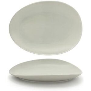 "Front of the House DOS030GYP20 Oval Tides Plate - 12"" x 8 3/4"", Porcelain, Pumice, Gray"