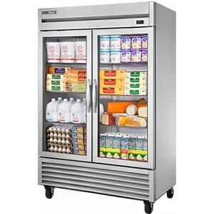 "True TS-49G-HC~FGD01 54 1/10"" 2 Section Reach In Refrigerator, (2) Left/Right Hinge Glass Doors, 115v, Silver True Refrigeration"