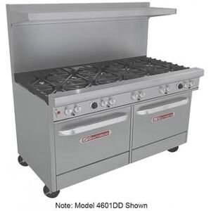 "Southbend 4601AD-3CR 60"" 4 Burner Commercial Gas Range w/ Charbroiler & (1) Standard & (1) Convection Ovens, Natural Gas, Stainless Steel, Gas Type: NG, 115 V"