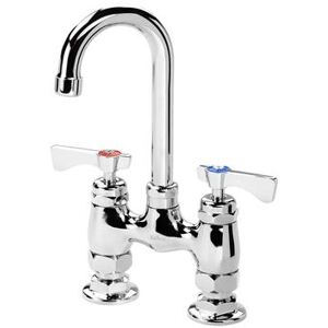 Krowne "Krowne 15-425L Royal Series Deck Mount Faucet - 3 1/2"" Gooseneck Spout, 4"" Centers, Chrome"