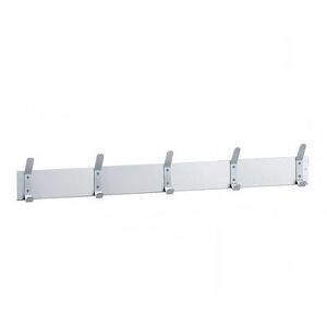 "Gamco HCS-3 48"" Hat and Coat Strip - Stainless Steel, Satin Finish, 5 Holders, 48"" x 3"", Silver"