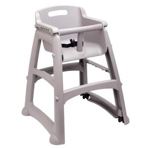 "Rubbermaid FG780508PLAT 29 3/4"" Stackable Plastic High Chair w/ Waist Strap & Casters, Platinum, Gray"