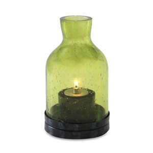 "Sterno 80136 Industrial Chic Edison Lantern Candle Lamp - 3 1/4""D x 5 1/2""H, Glass, Green"
