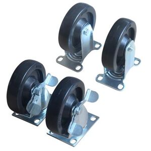 MoTak 266001-1 Set of Casters w/ (2) Fixed & (2) Swivel & Brake, Hardware Included