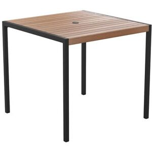 "Flash Furniture XU-DG-UH8100-GG 35 1/4"" Square Patio Table w/ Faux Teak Top - 29 1/2""H, Black Steel Base"