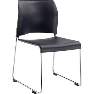 National Public Seating 8804-11-04 Stacking Chair w/ Navy Blue Plastic Back & Seat - Steel Frame, Silver