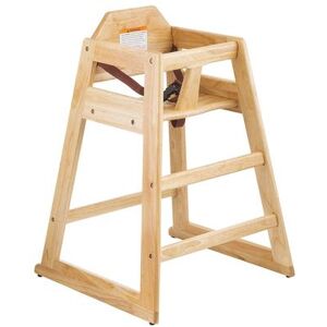 "Tablecraft 6565104 29"" Stackable Wood High Chair w/ Waist Strap - Rubberwood, Natural, Beige"