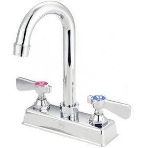 "FLO FLO-420 Deck Mount Faucet - 3 1/2"" Gooseneck Spout, 4"" Centers, Chrome"