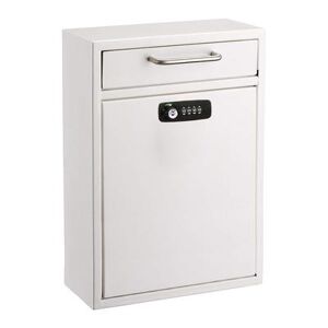 Alpine Industries ADI631-04-WHI-KC Wall Mount Lock & Combination Mailbox - 11 1/4""W x 4 3/4""D x 16 1/4""H, Stainless Steel, White"