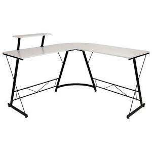 "Flash Furniture NAN-CD-22181-WH-BK-G Corner Computer Desk w/ White Laminate Top & Black Metal Frame - 83 1/2""W x 48""D x 29""H"