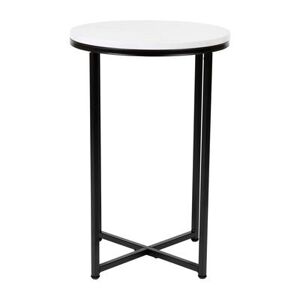 "Flash Furniture NAN-JH-1787ET-MRBL-BK-GG End Table w/ White Marble Wood Top & Matte Black Metal Legs - 16""W x 16""D x 23 1/2""H"