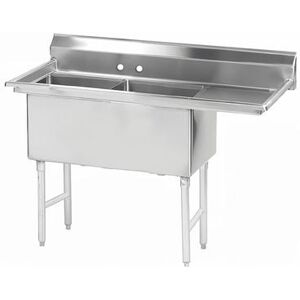 "Advance Tabco FS-2-2424-24R 74 1/2"" 2 Compartment Sink w/ 24""L x 24""W Bowl, 14"" Deep, Stainless Steel"