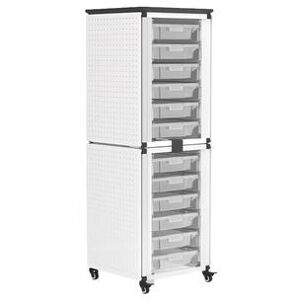 Luxor Furniture "Luxor MBS-STR-12-12S 28 3/4"" 2 Stacked Modular Classroom Storage Cabinets w/ (12) Small Bins, Steel, White"