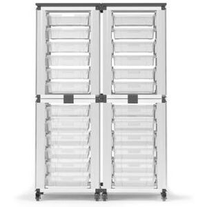 Luxor Furniture "Luxor MBS-STR-22-24S 28 3/4"" 4 Stacked Modular Classroom Storage Cabinets w/ (24) Small Bins, Steel, White"