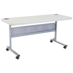 "National Public Seating BPFT-2460 Desk Height Training Table w/ 1 3/4"" Top, 24""W x 60""L, Speckled Grey, White"