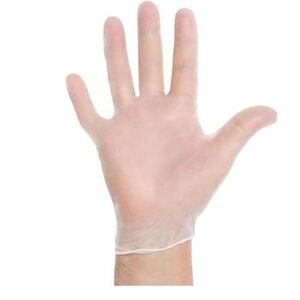Strong 3002 Vinyl Exam Glove w/ Beaded Cuff - Powder Free, Clear, Small, Single Use