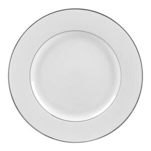 "10 Strawberry Street DSL0024 12 1/4"" Round Double Silver Line Round Charger Plate - Porcelain, White/Silver"