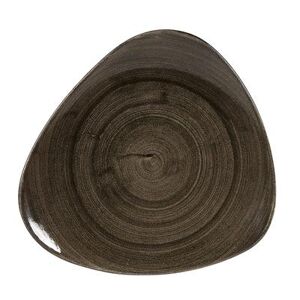 "Churchill PAIBTR121 12 1/4"" Triangular Patina Plate - Ceramic, Iron Black"