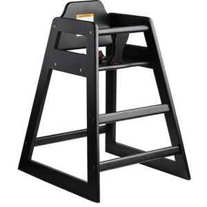 "Tablecraft 10624 29 1/2"" Stackable Wood High Chair w/ Waist Strap, Black"