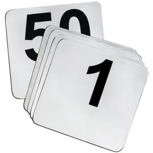 "Tablecraft N150 Tabletop Number Cards - 1 50, 4"" x 4"", Stainless/Black, Stainless Steel"